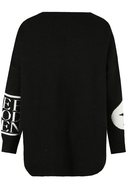Black Slogan Printed Oversize Jumpers