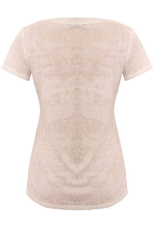Cream Embellished Textured Floral T-Shirt
