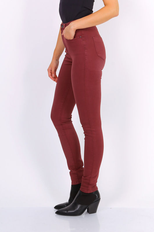 Burgundy High Waisted Super Stretch Jeans