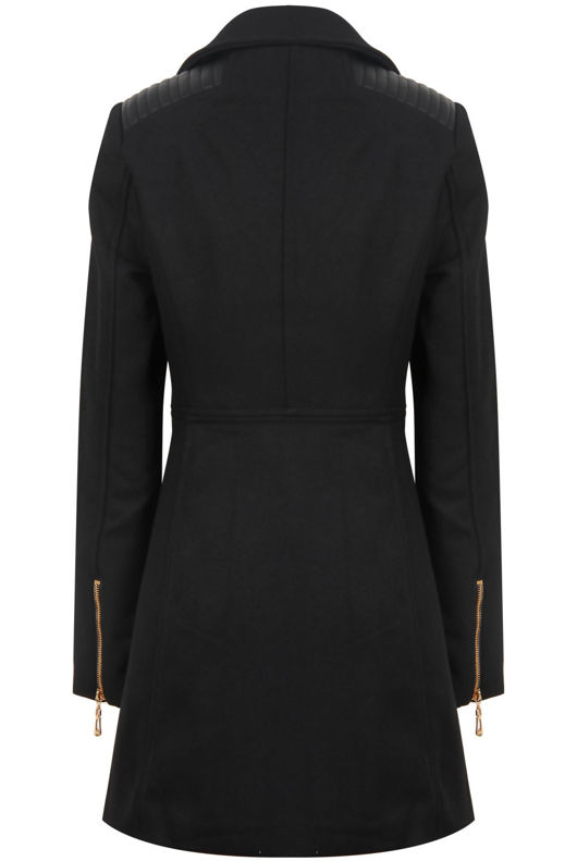 Black Cross Zip Long Coat