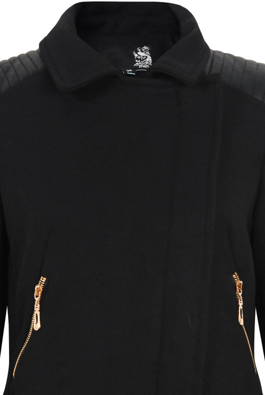 Black Cross Zip Long Coat