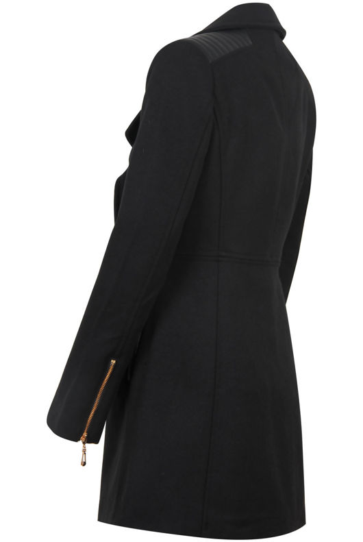 Black Cross Zip Long Coat