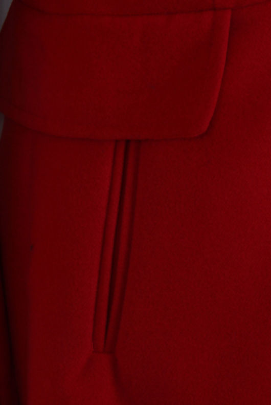 Red Soft Fur Collar Long Coat