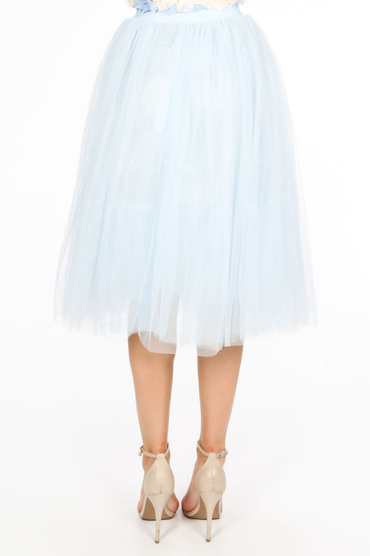 Midi Tulle Skirt In Blue