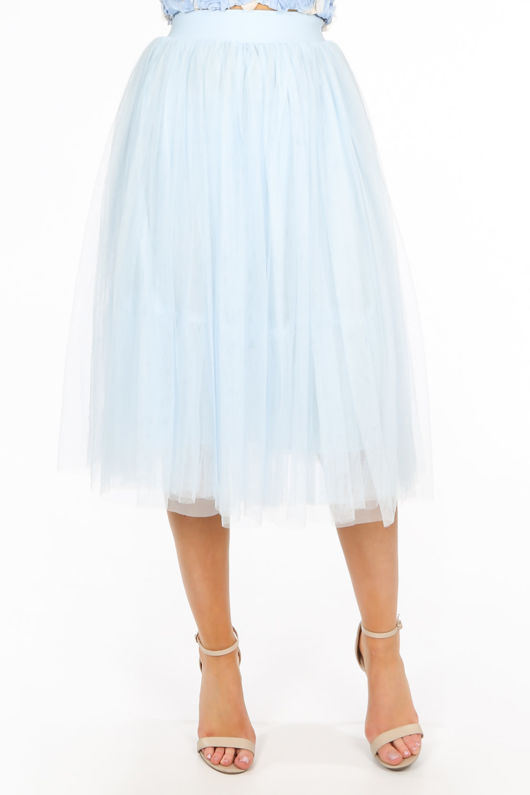 Midi Tulle Skirt In Blue