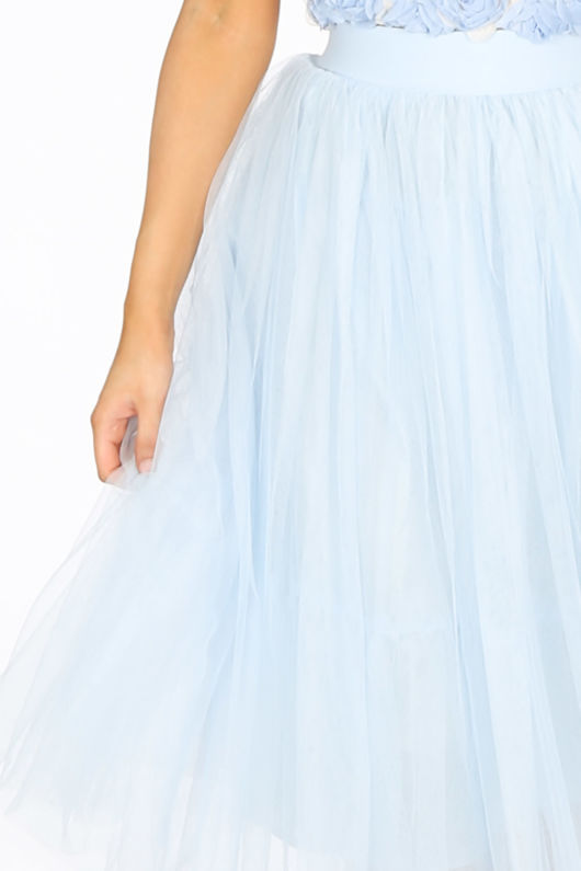 Midi Tulle Skirt In Blue