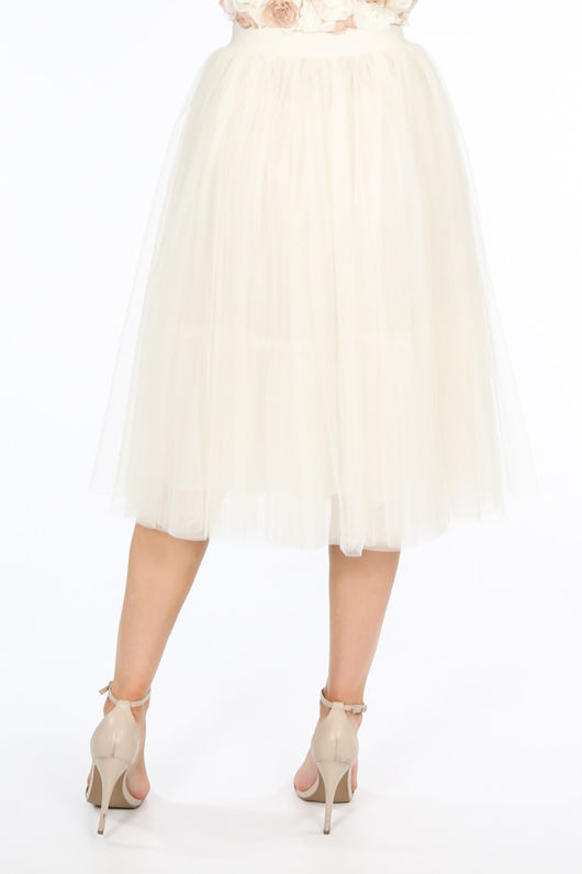 Midi Tulle Skirt In Cream