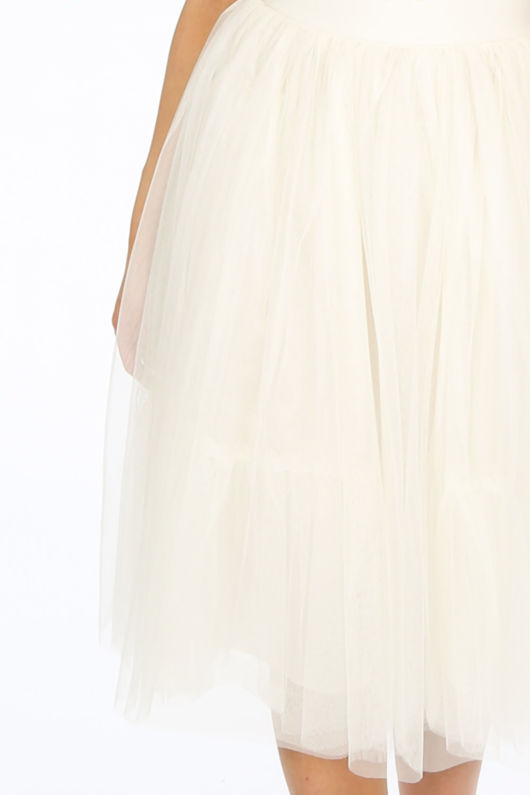 Midi Tulle Skirt In Cream