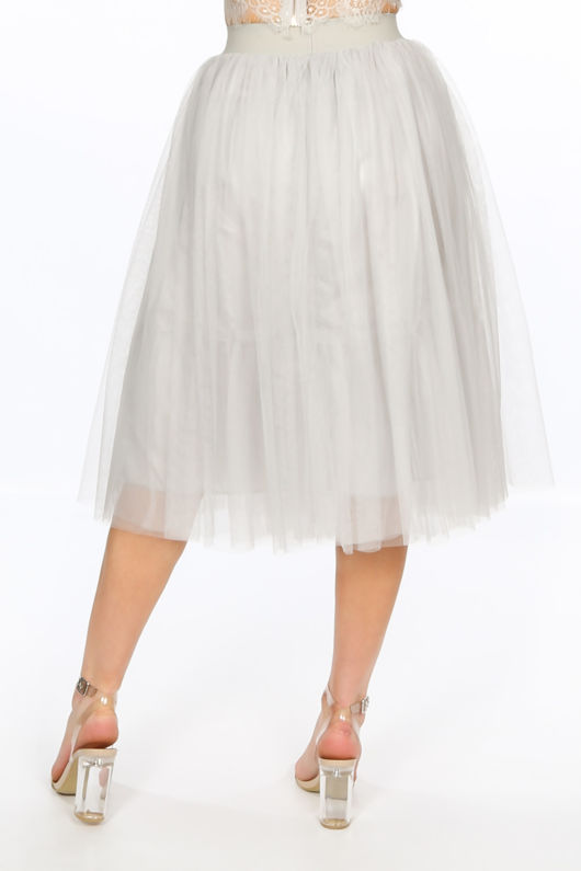 Midi Tulle Skirt In Grey