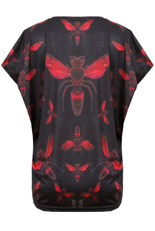 Honey Bee Print Stud Detailed Baggy Tops