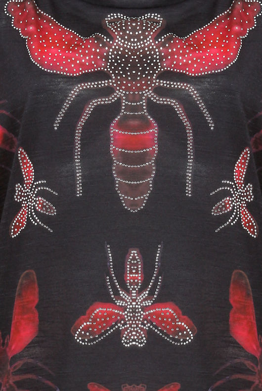 Honey Bee Print Stud Detailed Baggy Tops