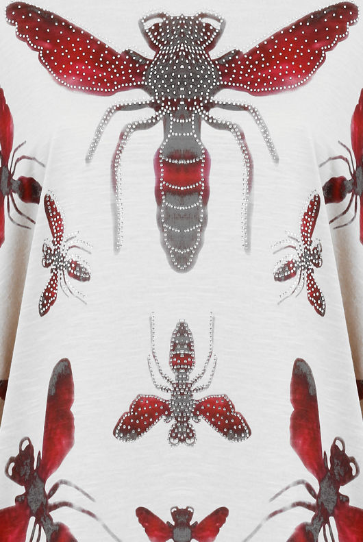 Honey Bee Print Stud Detailed Baggy Tops
