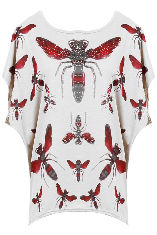 Honey Bee Print Stud Detailed Baggy Tops