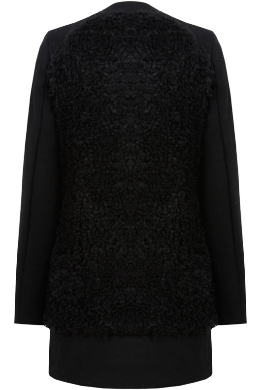 Black Mixed Pattern Shaggy Long Coat
