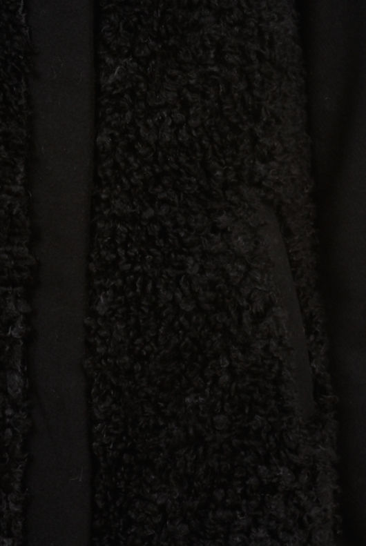 Black Mixed Pattern Shaggy Long Coat