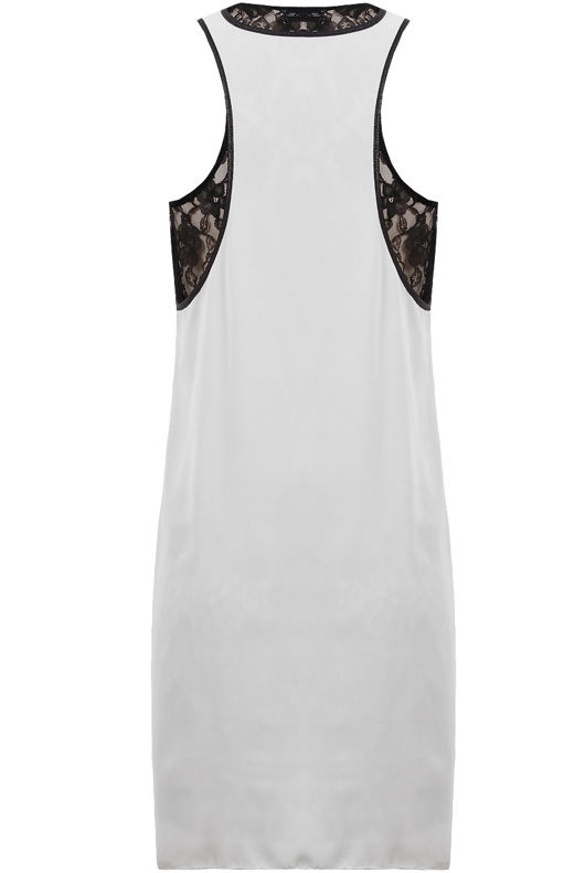 Cream Sleeveless Dress With Black Lace Underlay