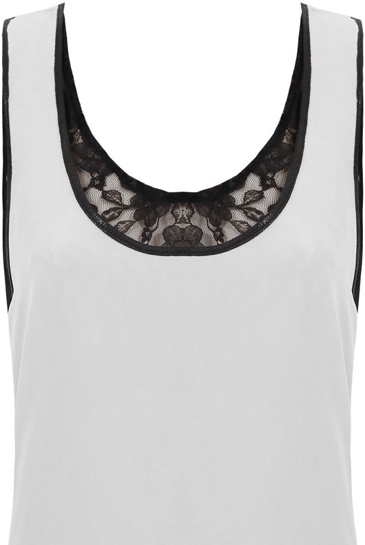 Cream Sleeveless Dress With Black Lace Underlay