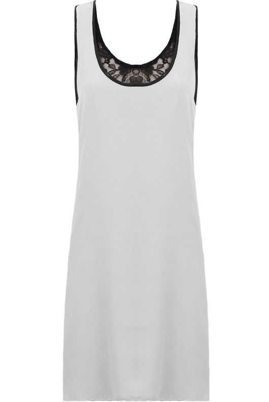 Cream Sleeveless Dress With Black Lace Underlay
