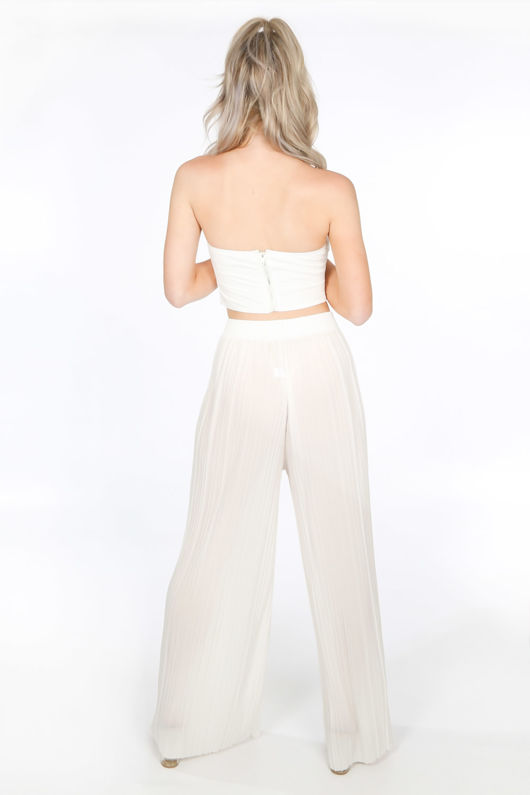 White O-Ring Slinky Bandeau Crop Top