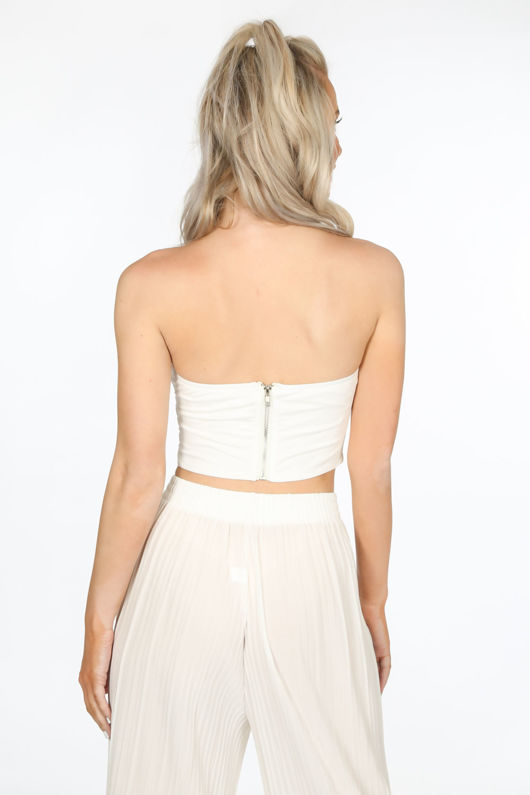 White O-Ring Slinky Bandeau Crop Top
