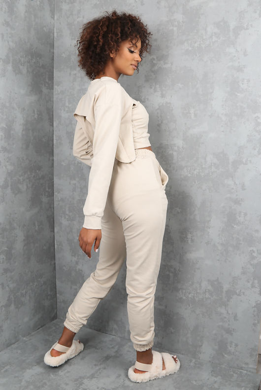 Beige Arm Warmer & Vest 3 Piece Loungewear Set