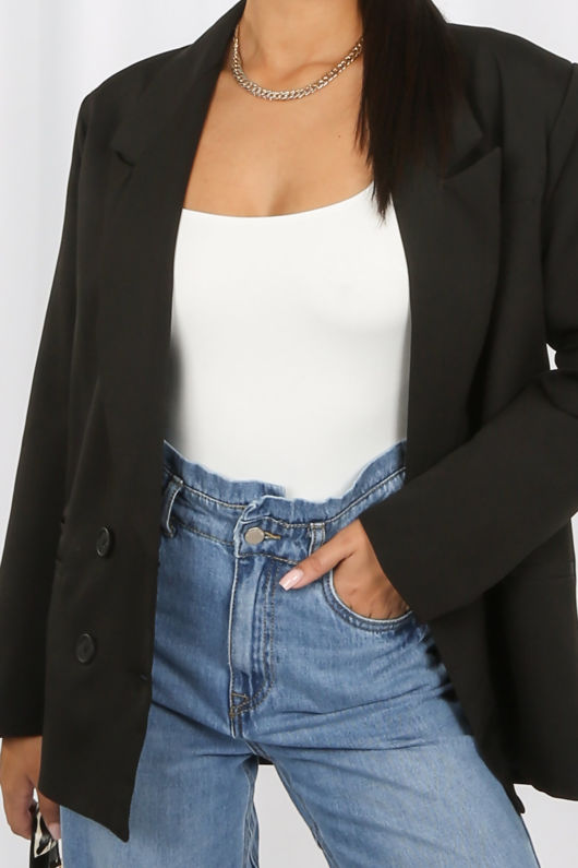 Black Oversized Dad Blazer