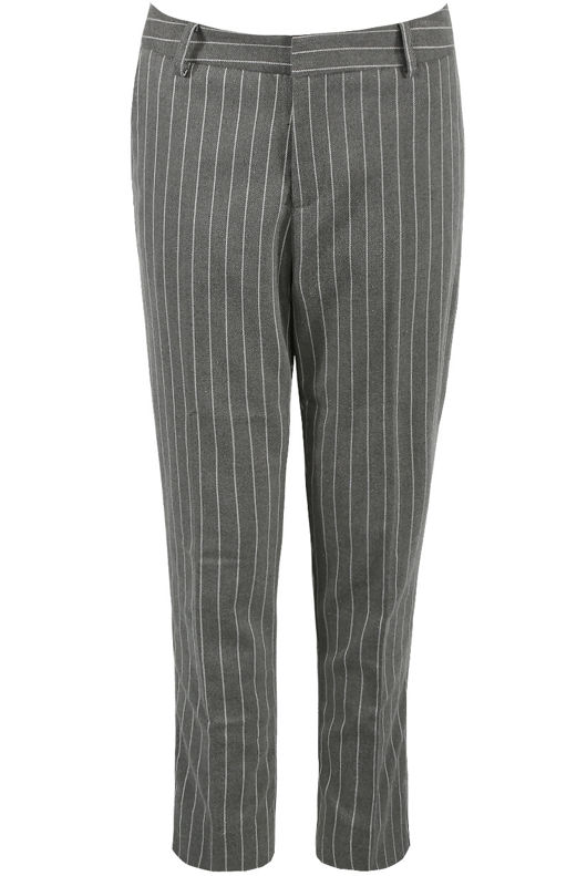 Grey Contrast Striped Tailored Trousers