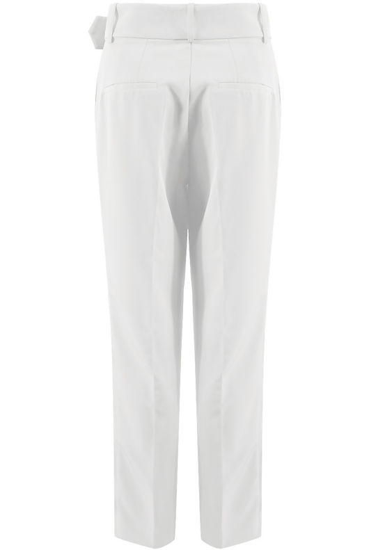 White Tailored Belted Pants