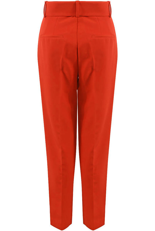 Orange Tailored Belted Pants