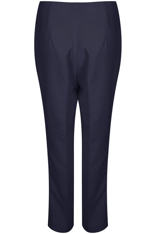 Gold Button Tailored Straight Navy Trousers