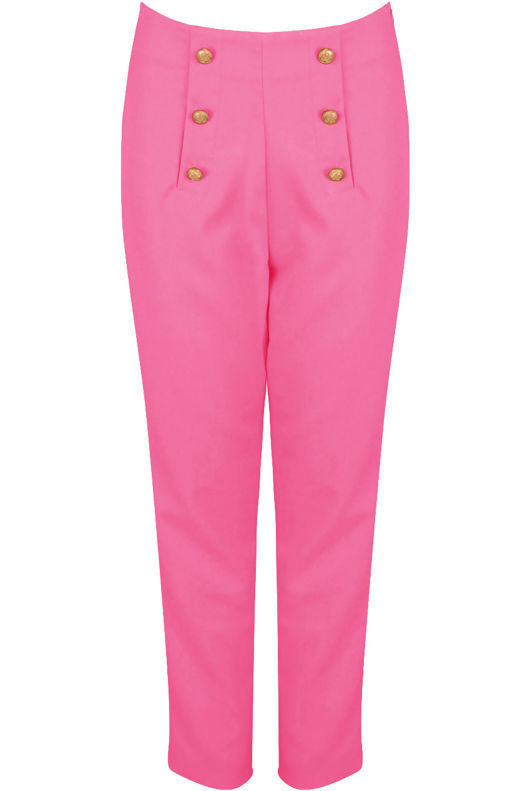 Golden Button Royal Fuchsia Trouser