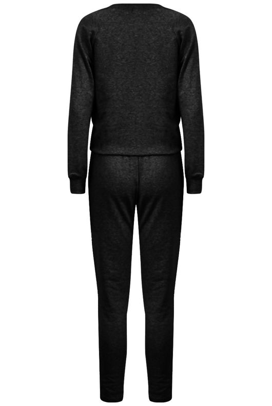 Black Embellished Sweat Shirt & Trouser Set