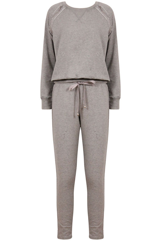 Beige Knitted Stud & Zip Detail Top & Pant Set
