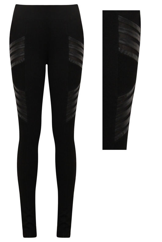 Black Thigh PVC Stretch Pants