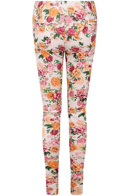 Floral Print Back Pocketed Jeggings
