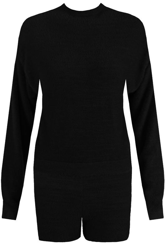 Black Mohair Jumper & Shorts Co-Ord