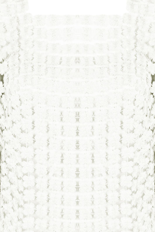 White Embroidered Mesh Shift Dress