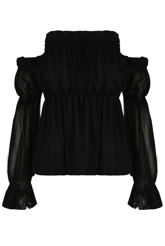 Black Bardot Empire Waist Top