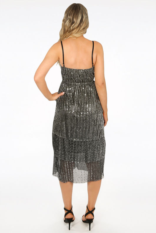 Crepe Chiffon Tier Midi Dress