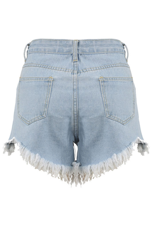 Ripped Hem Denim Shorts