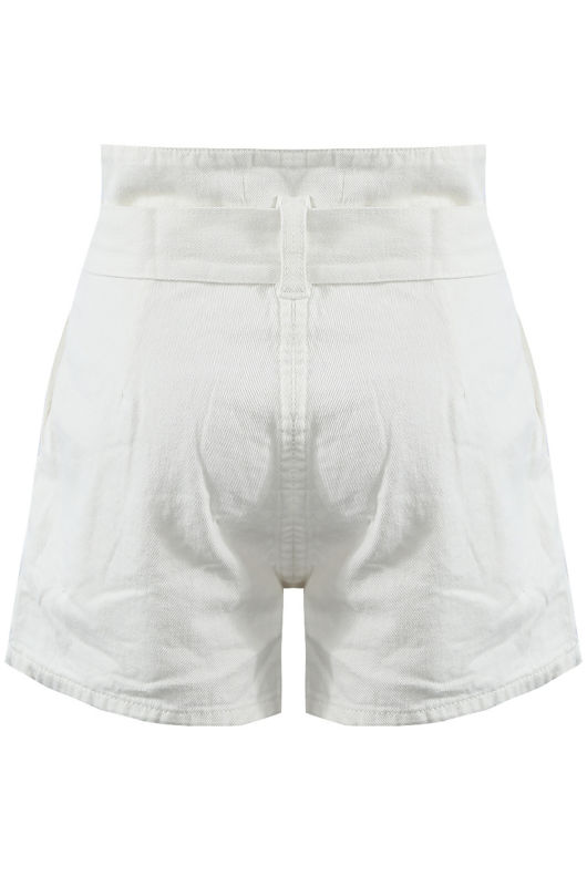 White Asymmetric Belt Shorts