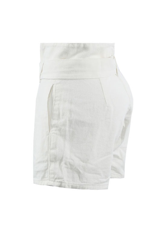 White Asymmetric Belt Shorts