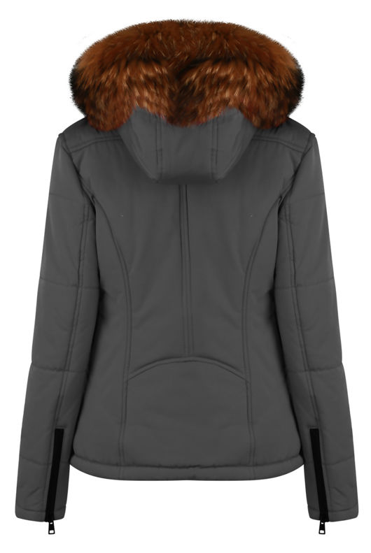 Dark Grey Padded Parka with Golden Fur