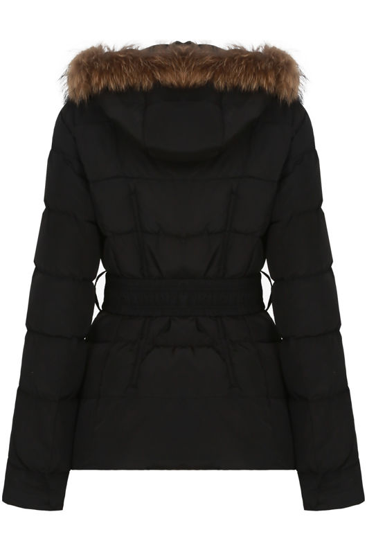 Black Padded Fur Hood Jacket