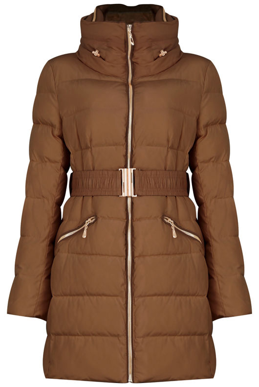 Beige Padded High Neck Puffer Jacket