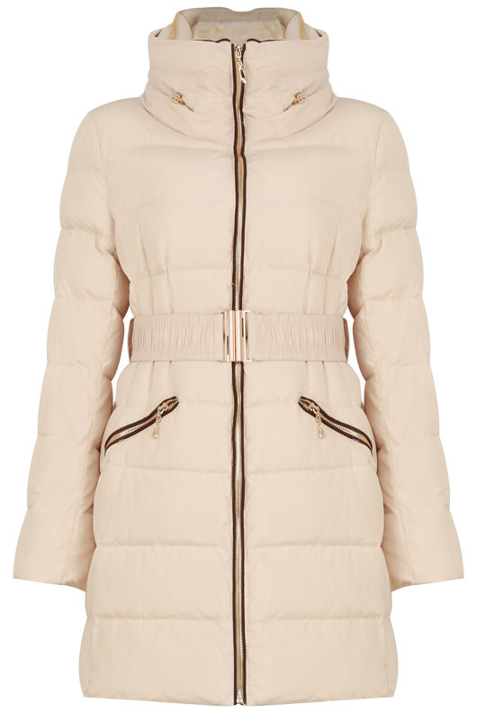  Cream Padded High Neck Puffer Jacket