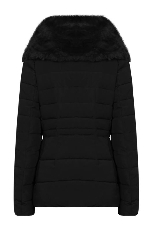 Black Faux Fur Padded Puffer Jacket