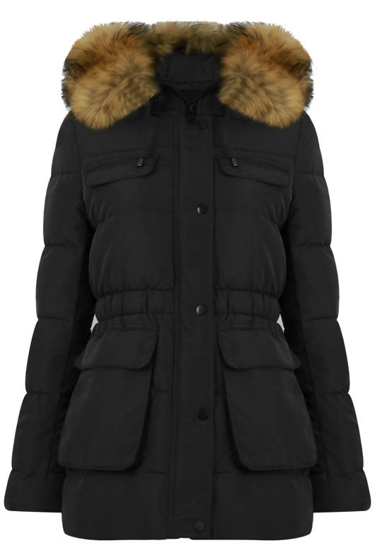 Black Layered Quilted Parka Jacket