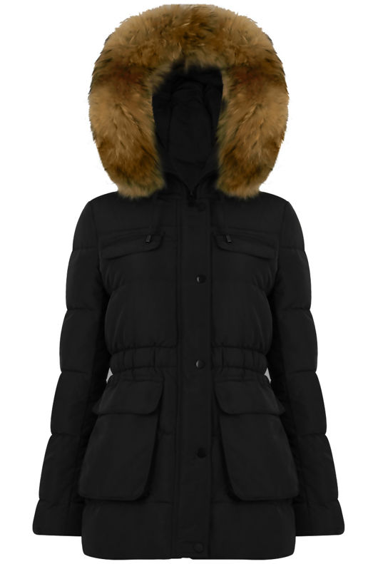 Black Layered Quilted Parka Jacket