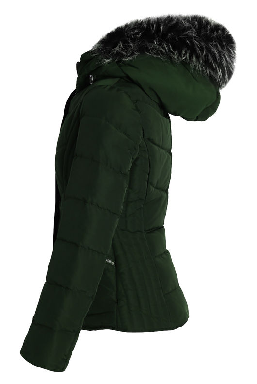 Green Faux Fur Hood Puffer Jackets